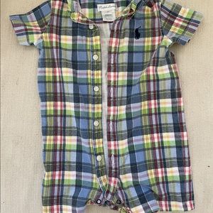 Ralph Lauren baby boy button up romper onesie